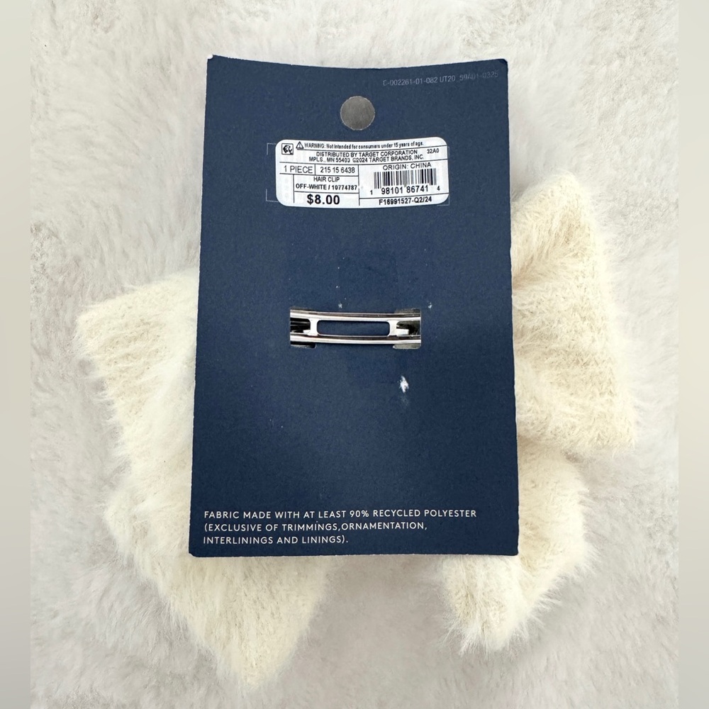 Universal Thread Ivory Fuzzy Bow Hair Clip - NWT - Picture 3 of 3